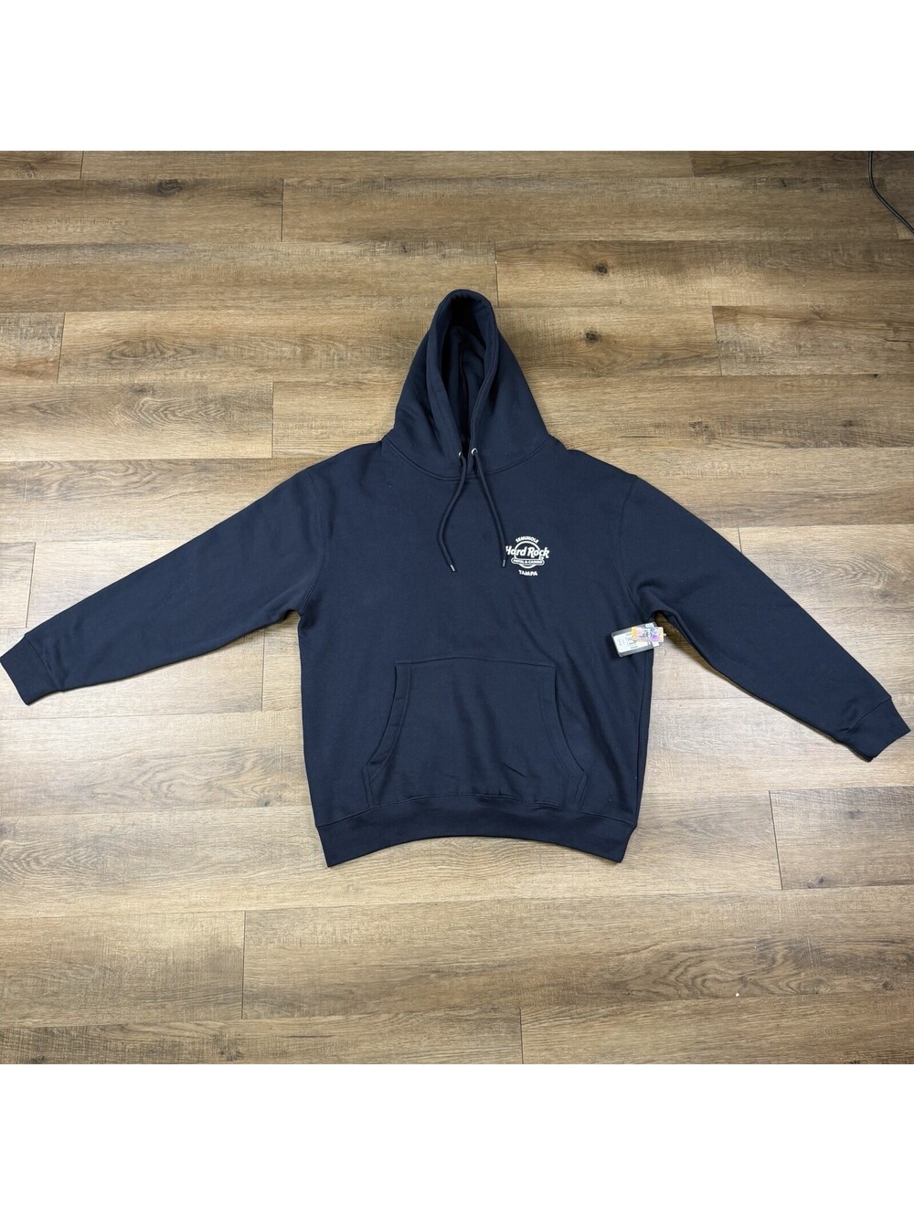 Hard Rock Cafe Tampa Hoodie Large Dark Navy Pullover Graphic Seminole Casino New